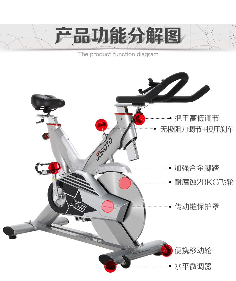 美国JOROTO-X5家用静音动感单车(图27)