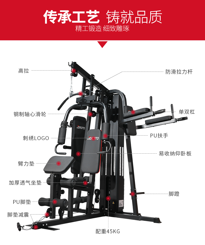 美国JOROTO-G116三人综合训练器(图5)