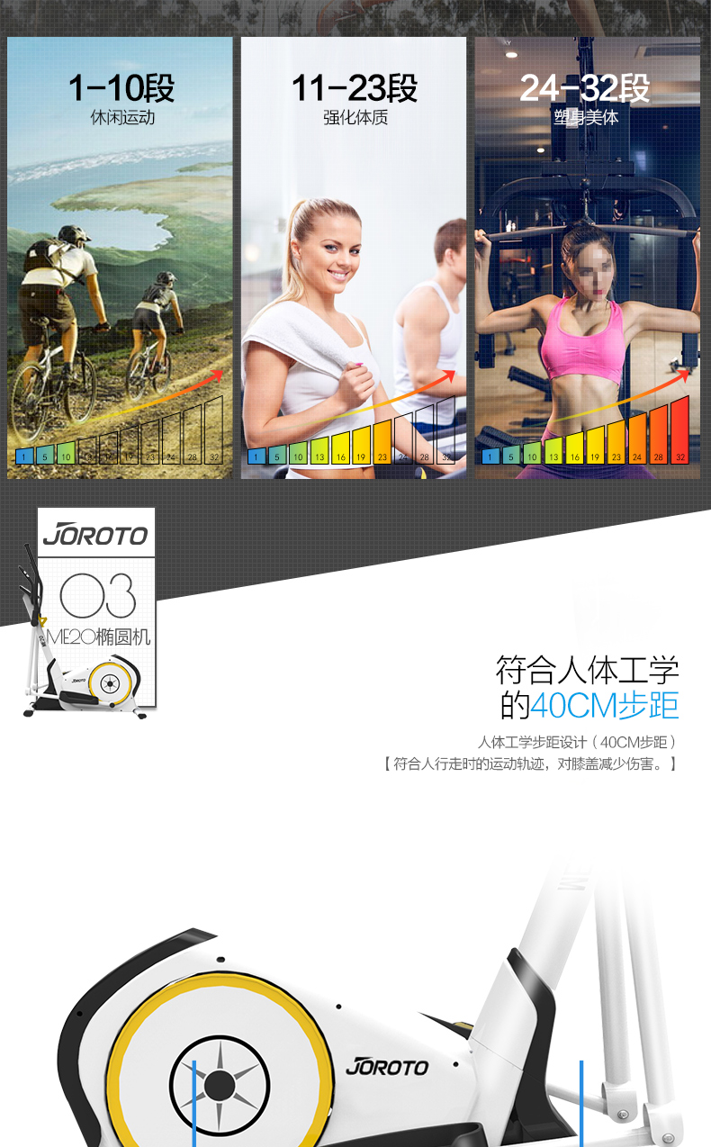 美国JOROTO-ME20后置家用静音椭圆机(图5)