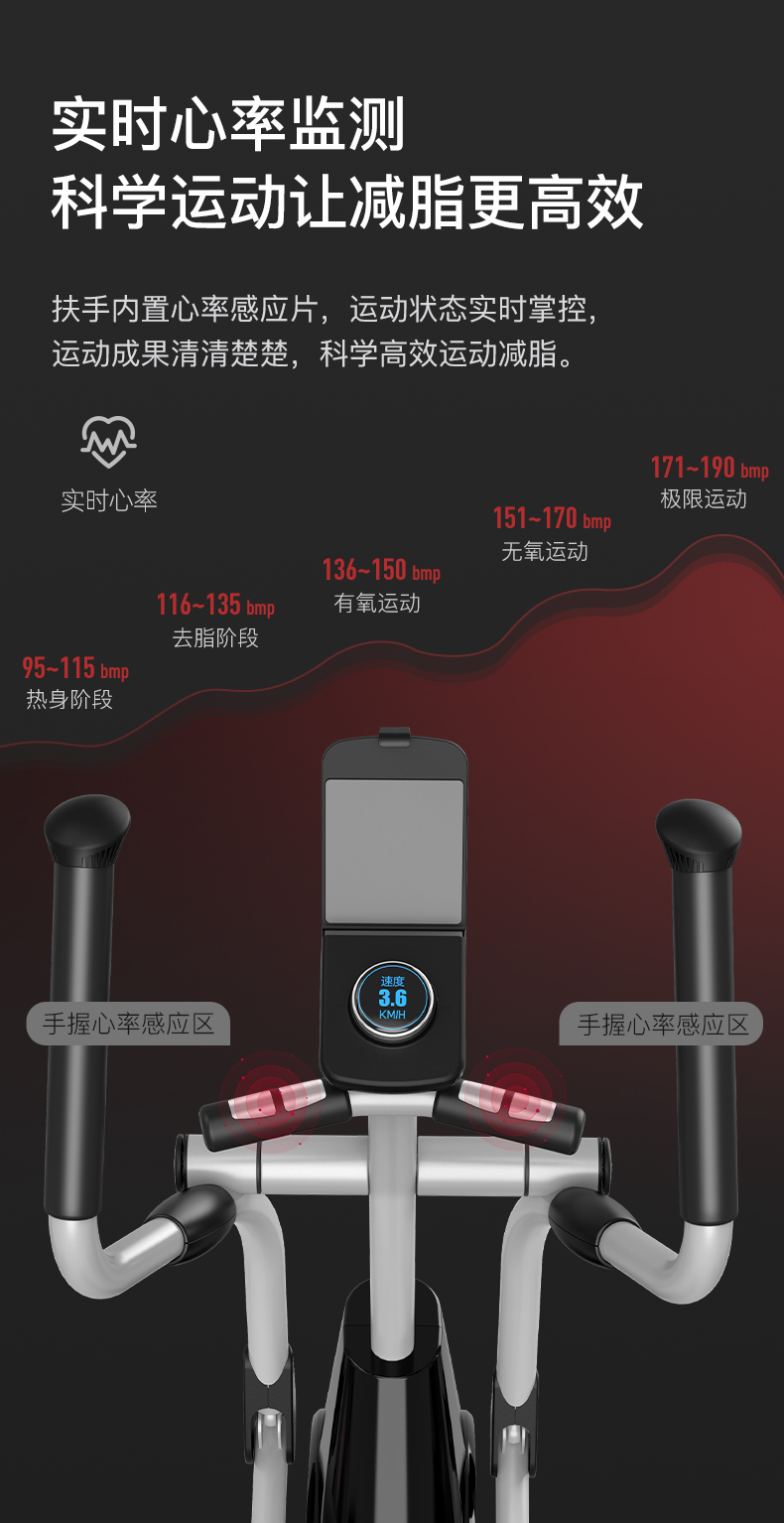 美国JOROTO品牌 椭圆机家用太空漫步机商用椭圆仪运动健身器材MF40 商用级前驱双轨(图11)