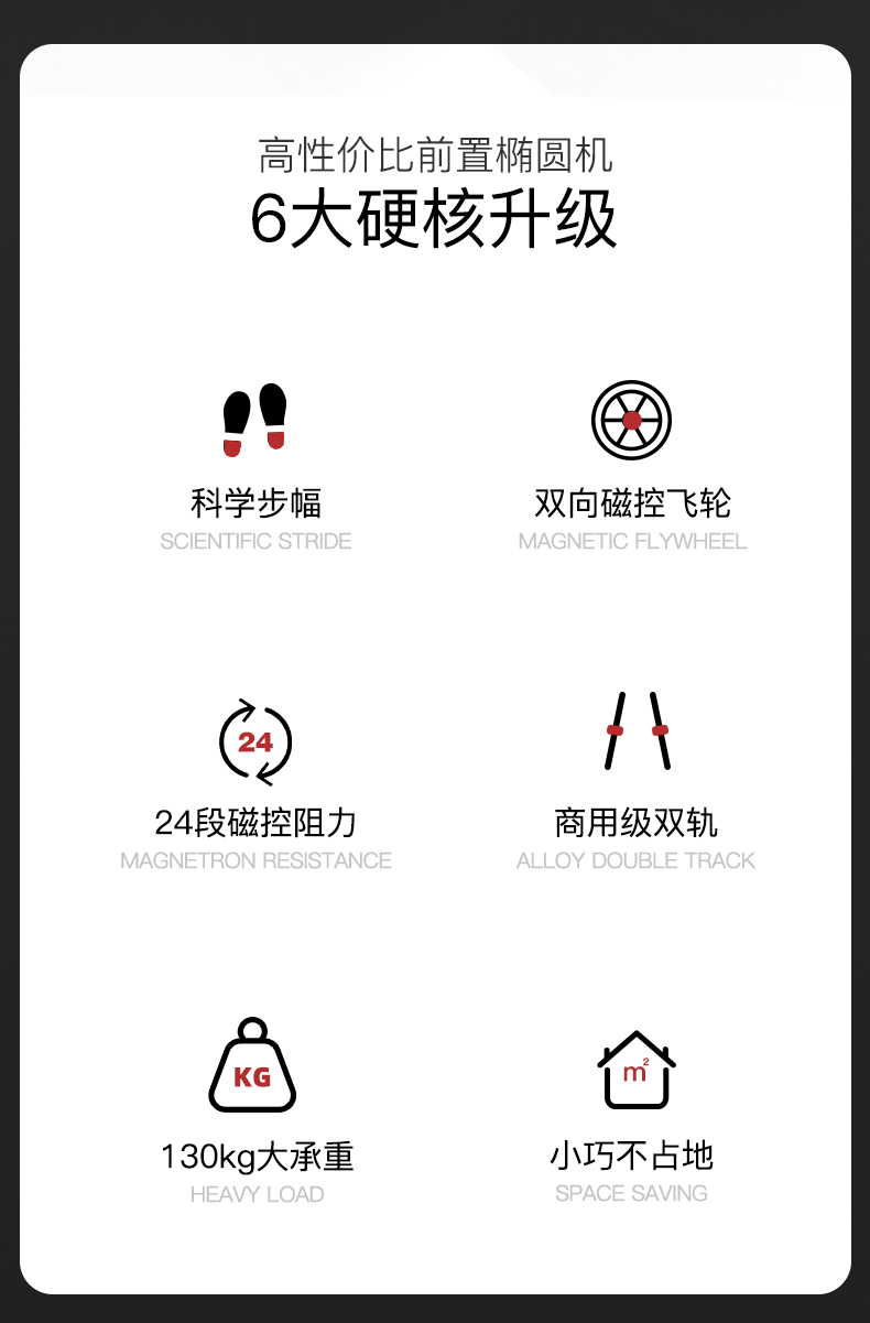 美国JOROTO品牌 椭圆机家用太空漫步机商用椭圆仪运动健身器材MF40 商用级前驱双轨(图2)